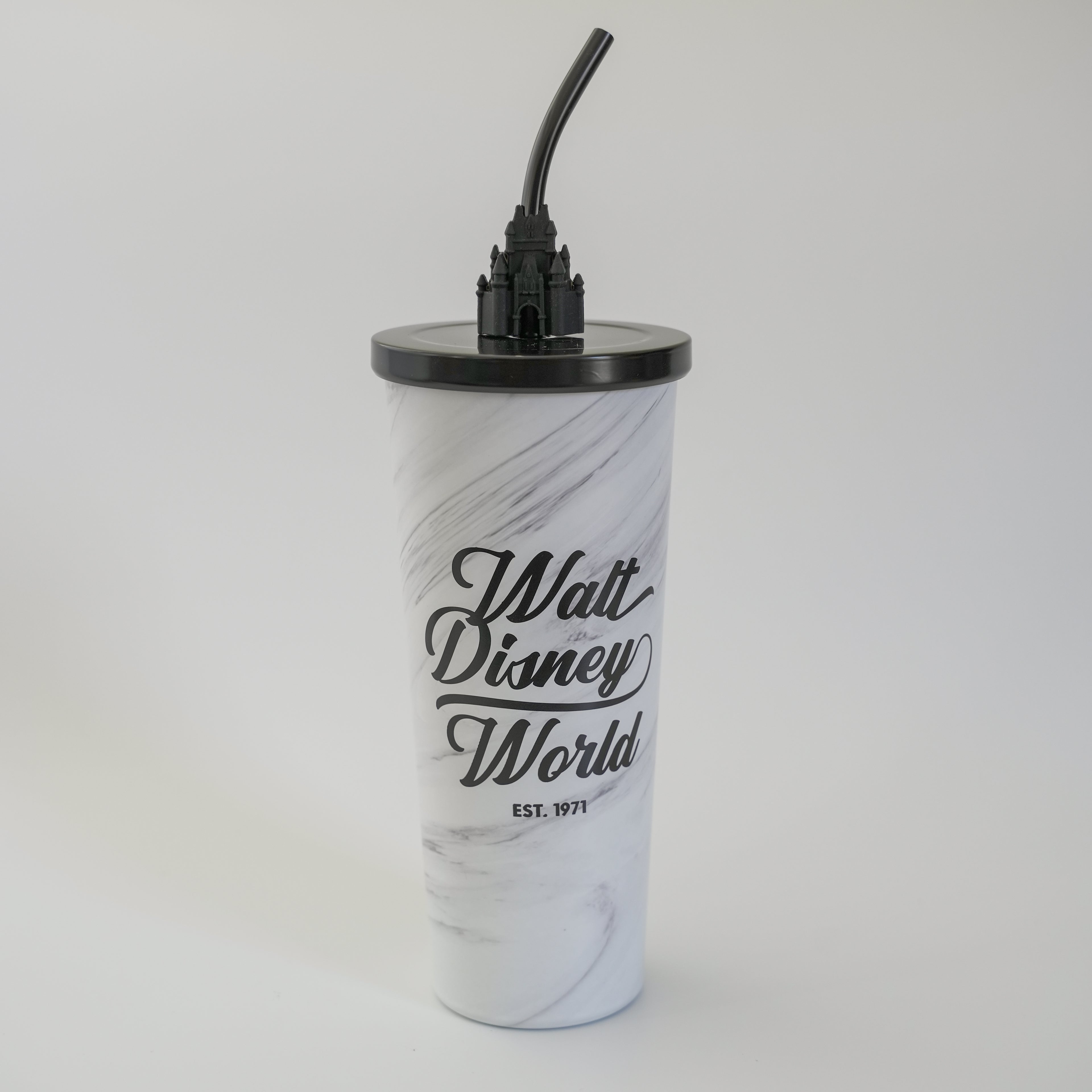 Walt Disney World Stainless Steel Monochrome Straw Tumbler